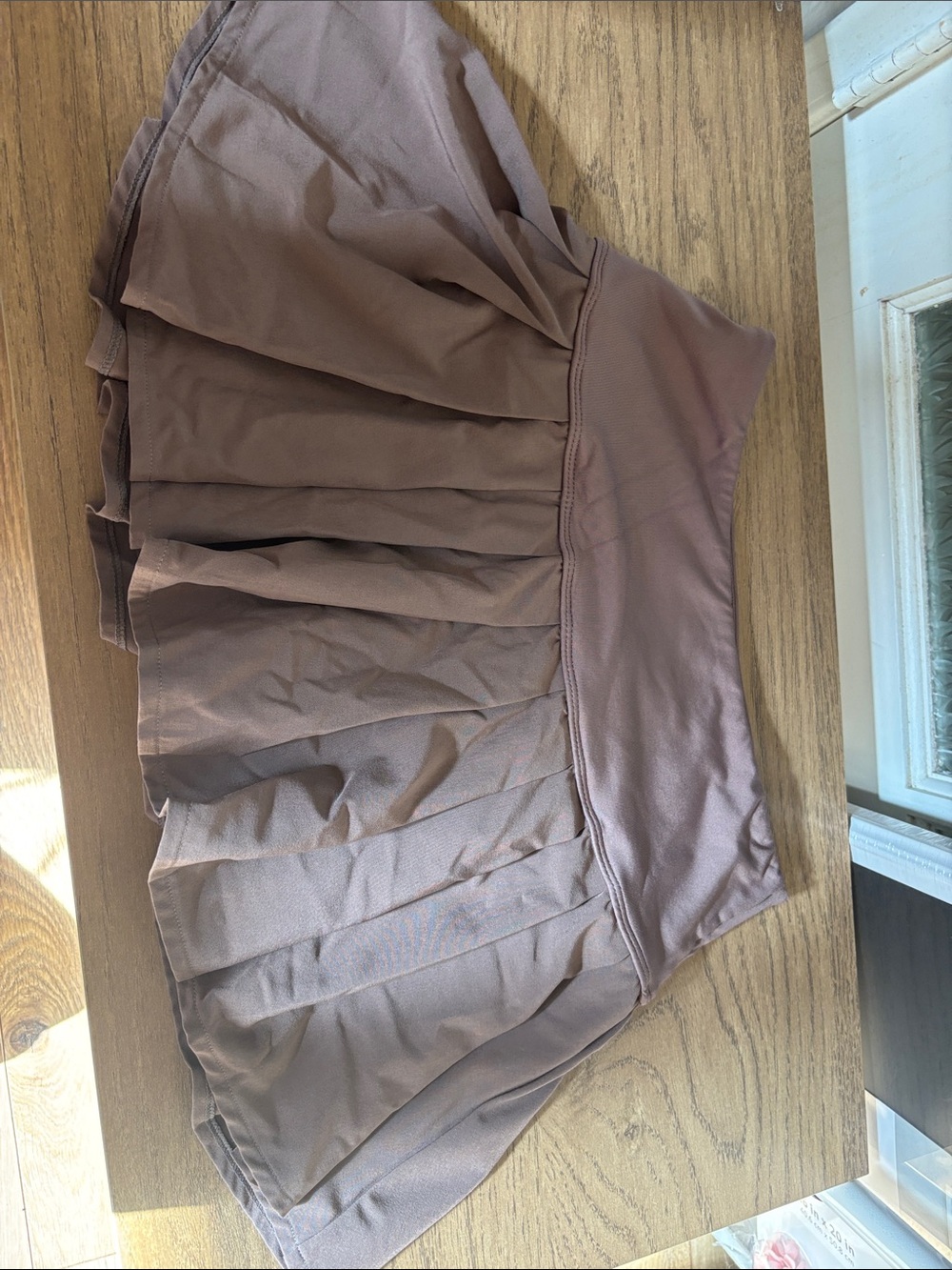 PacSun Pleated Skater Mini Skirt in Taupe